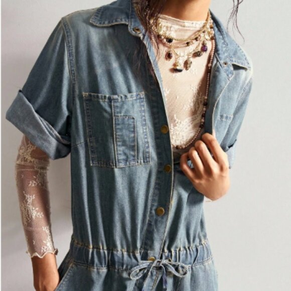 New Denim Jumpsuit Boiler Suit Large 10-12 - Picture 4 of 5